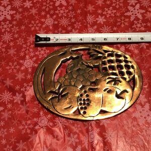 vintage trivet or wall hanger copper plated, fruit